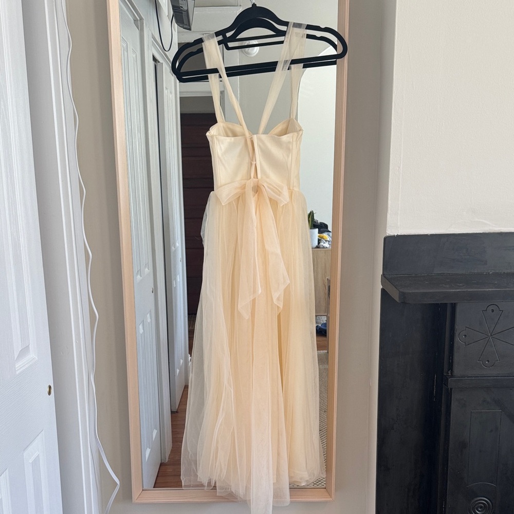 Hello Molly Cream Tulle Strappy Maxi Gown - Picture 3 of 6